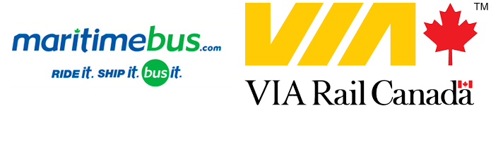 The logos for Maritime Bus and VIA Rail Canada